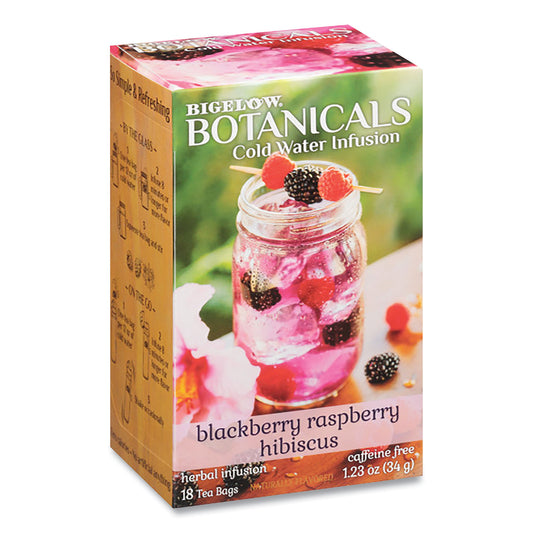 Bigelow Botanicals Blackberry Raspberry Hibiscus Cold Water Herbal Infusion, 0.7 oz Tea Bag, 18/Box (39000)