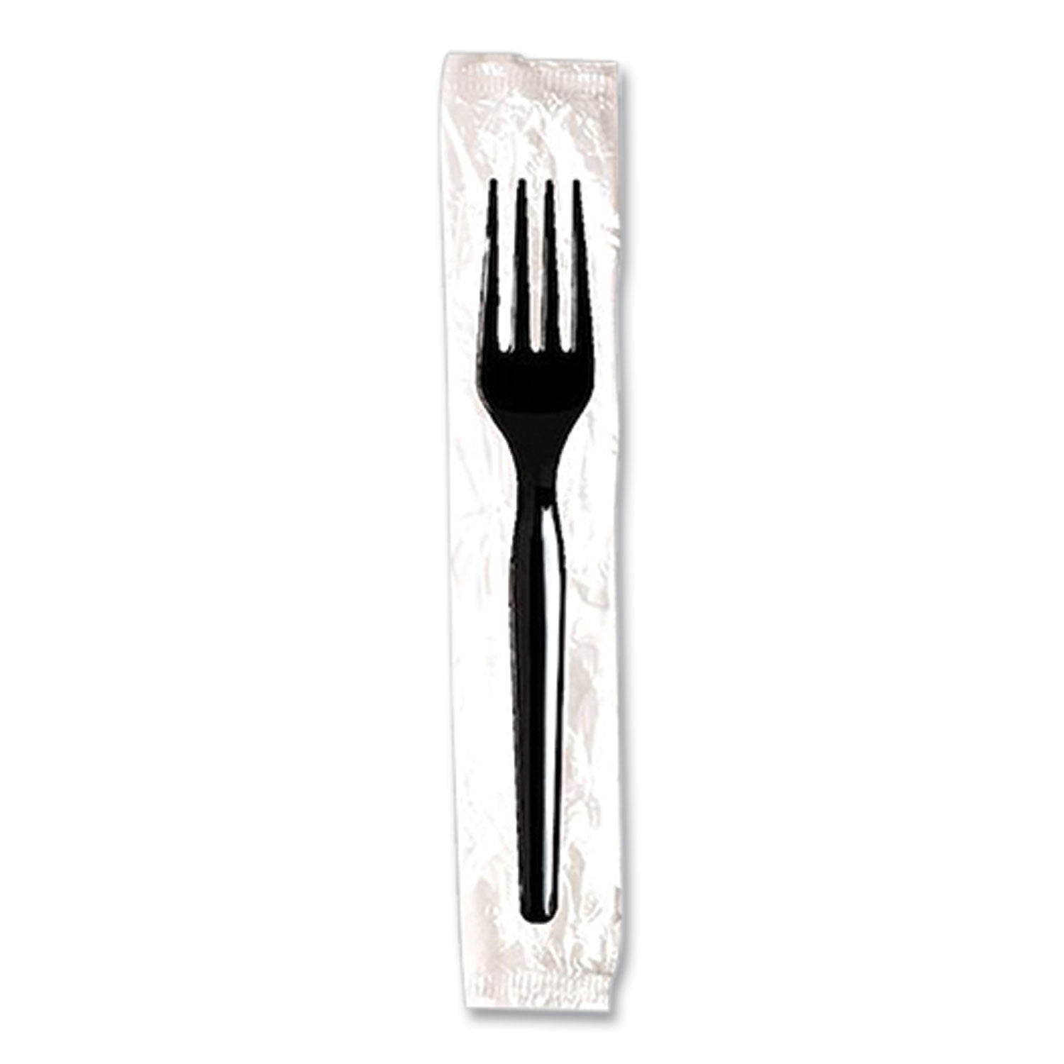 Dixie Individually Wrapped Mediumweight Polystyrene Cutlery, Fork, Black, 1,000/Carton (FM53C7)