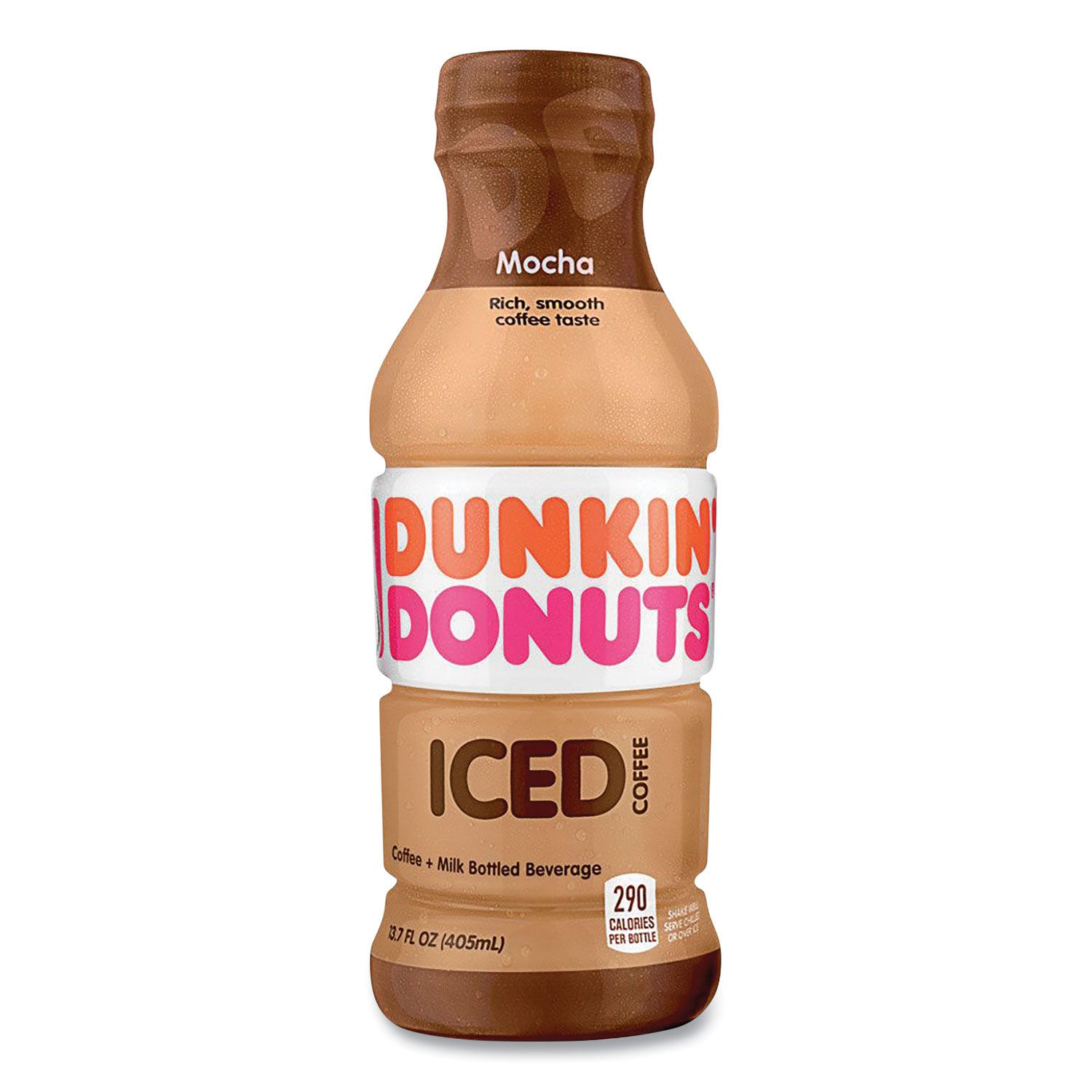 Dunkin Donuts Mocha Iced Coffee Drink, 13.7 oz Bottle, 12/Carton (049000072389)