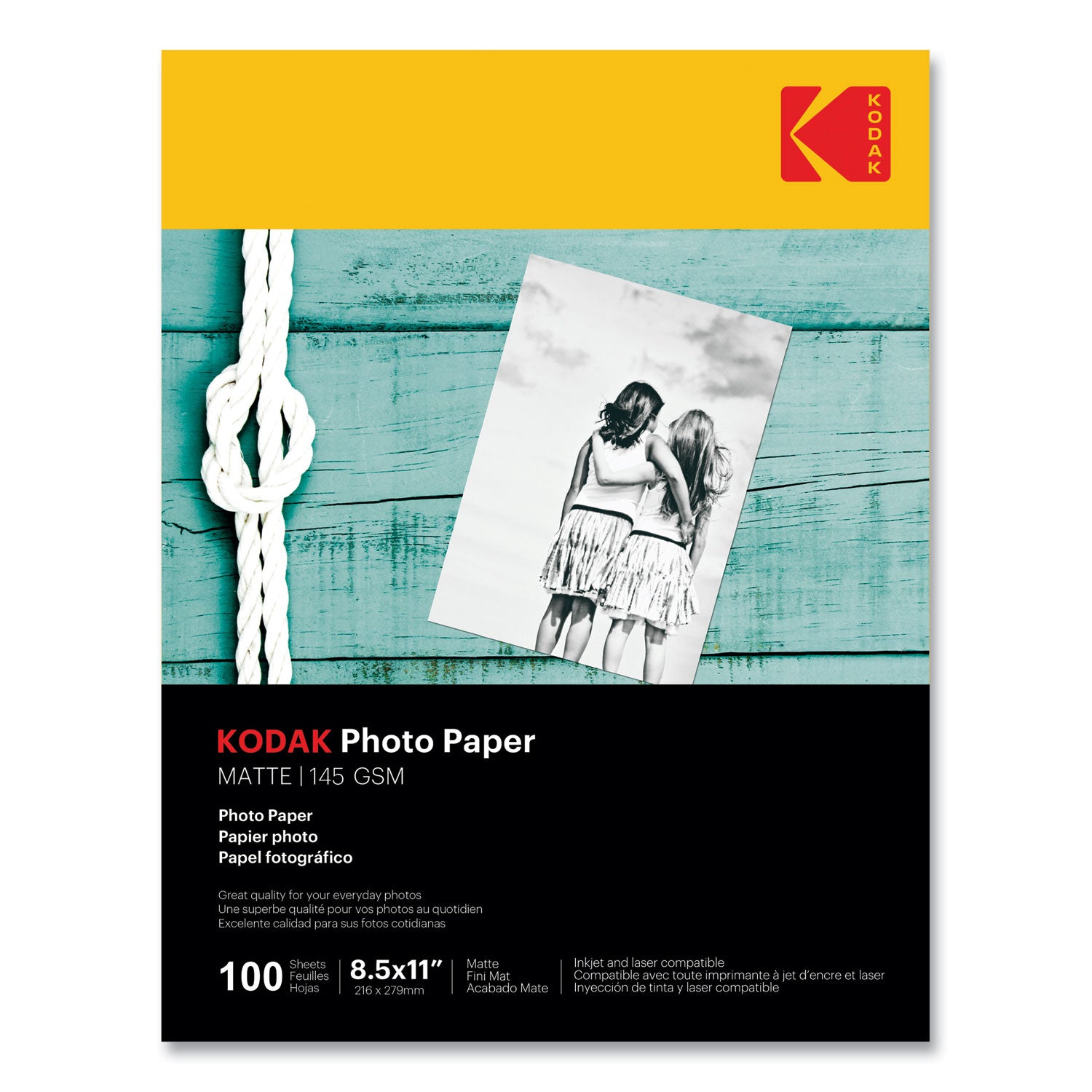 Kodak Photo Paper, 7.2 mil, 8.5 x 11, Matte White, 100/Pack (41184)