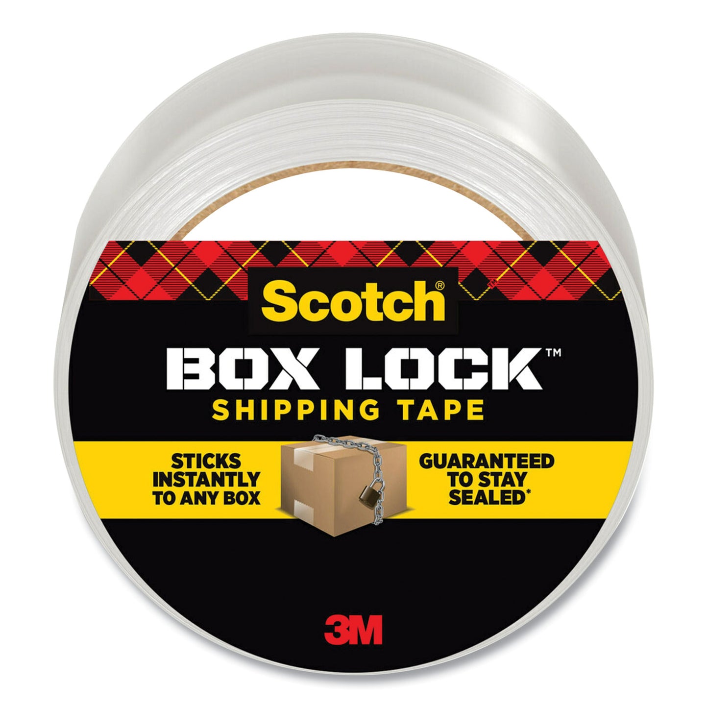 Scotch Box Lock Shipping Packaging Tape, 3" Core, 1.88" x 54.6 yds, Clear (3950)