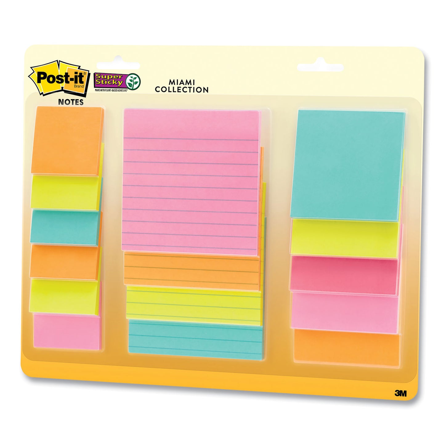 Post-it Pads in Supernova Neon Colors, (6) Unruled 2" x 2", (5) Unruled 3" x 3", (4) Note Ruled 4" x 4", 45 Sheets/Pad, 15 Pads/Set (442315SSMIA)