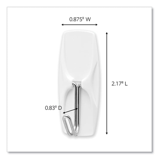 Command General Purpose Wire Hooks, Medium, Metal, White, 2 lb Capacity, 13 Hooks and 16 Strips/Pack (1706513)