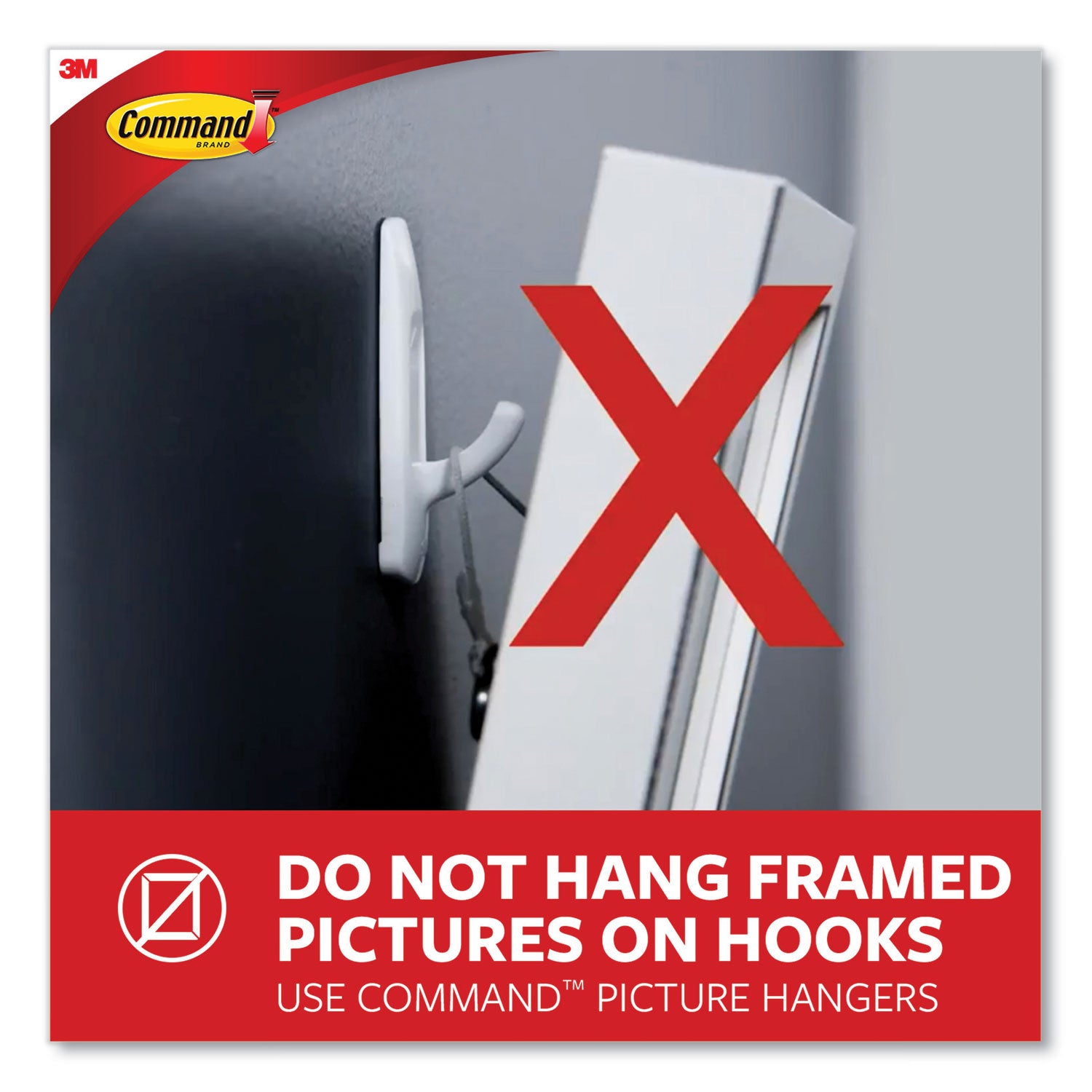 Command General Purpose Wire Hooks, Medium, Metal, White, 2 lb Capacity, 13 Hooks and 16 Strips/Pack (1706513)
