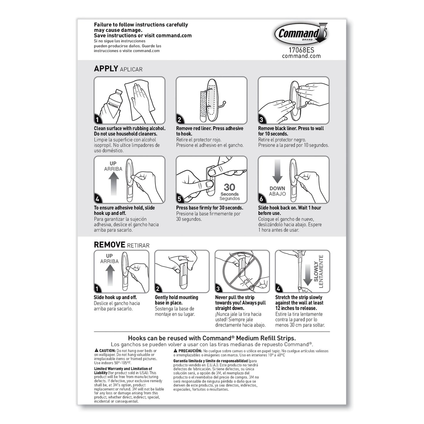 Command General Purpose Wire Hooks, Medium, Metal, White, 2 lb Capacity, 13 Hooks and 16 Strips/Pack (1706513)