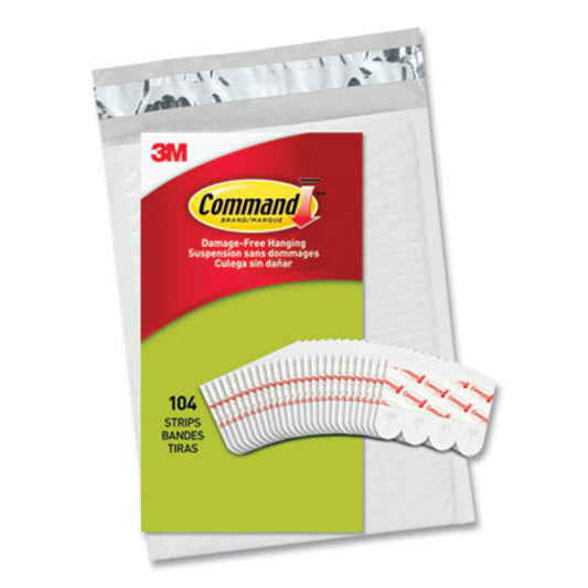 Command Poster Strips, Removable, Holds Up to 1 lb per Pair, Small, 0.63 x 1.75, White, 104/Pack (17024104)