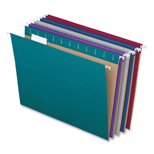 Pendaflex Recycled Hanging File Folders, Letter Size, 1/5-Cut Tabs, Assorted Colors, 25/Box (81667)