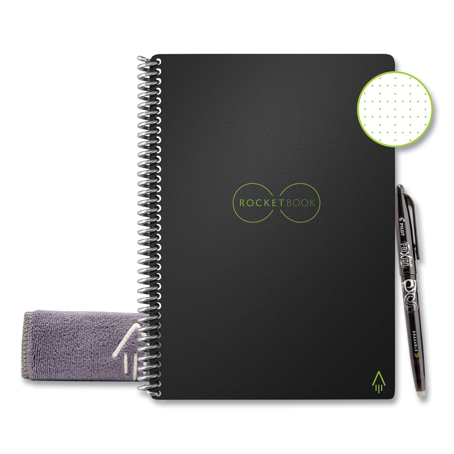 Rocketbook Core Smart Notebook, Dotted Rule, Black Cover, (18) 8.8 x 6 Sheets (ERCAFR)