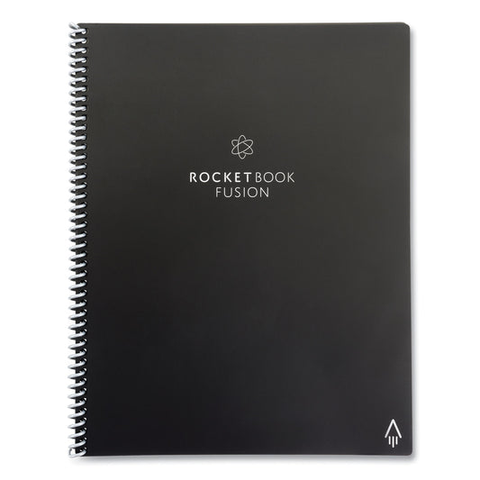 Rocketbook Fusion Smart Notebook, Seven Assorted Page Formats, Black Cover, (21) 11 x 8.5 Sheets (FLRCAFR)