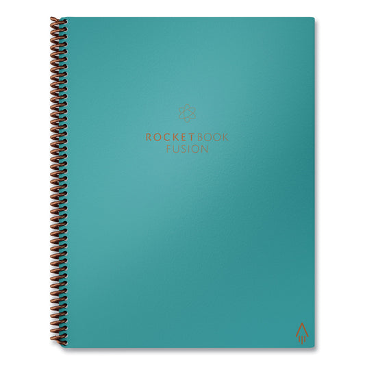 Rocketbook Fusion Smart Notebook, Seven Assorted Page Formats, Teal Cover, (21) 11 x 8.5 Sheets (FLRCCCEFR)