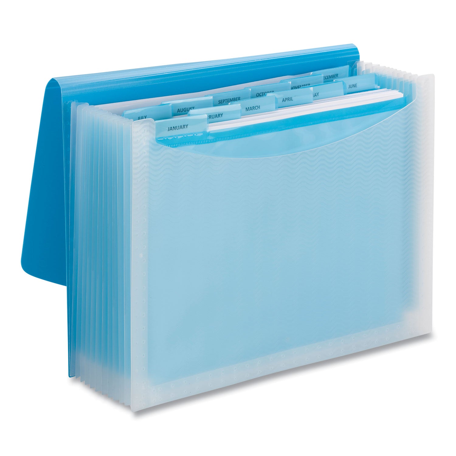 Smead Poly Expanding Folders, 12 Sections, Cord/Hook Closure, 1/6-Cut Tabs, Letter Size, Teal/Clear (70869)