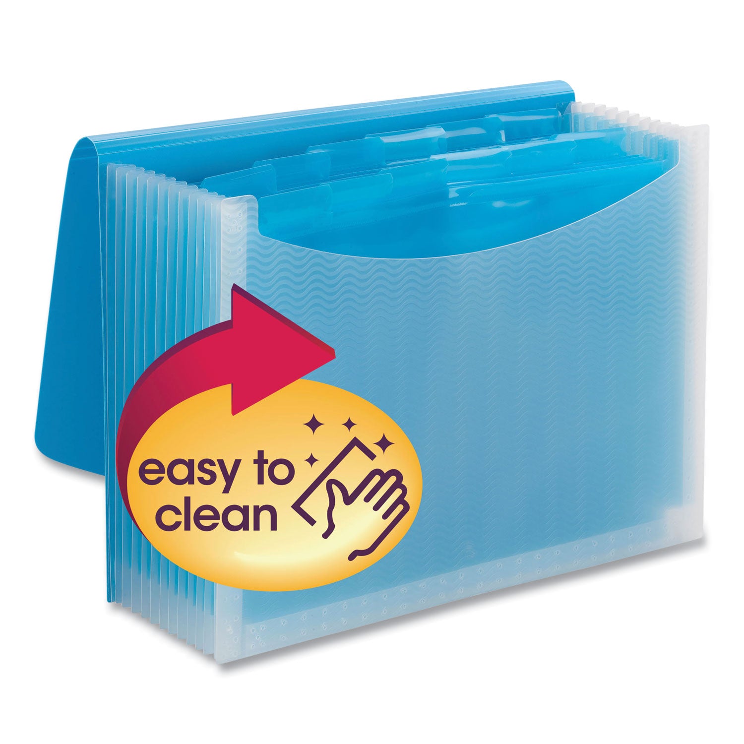 Smead Poly Expanding Folders, 12 Sections, Cord/Hook Closure, 1/6-Cut Tabs, Letter Size, Teal/Clear (70869)