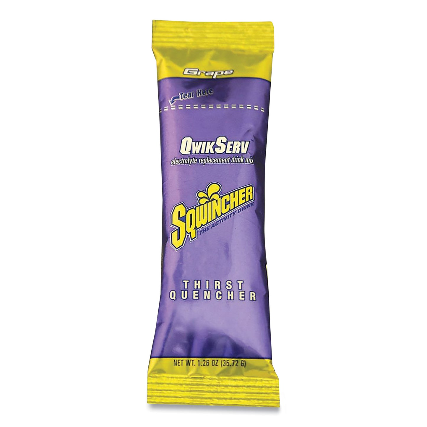 Sqwincher Thirst Quencher QwikServ Electrolyte Replacement Drink Mix, Grape, 1.26 oz Packet, 8/Pack (060904GR)