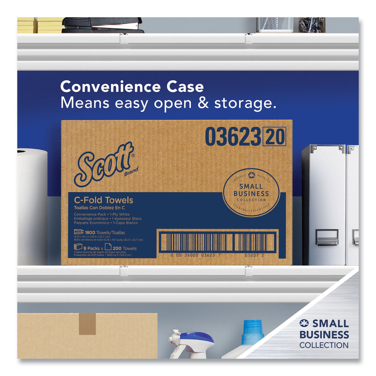 Scott Essential C-Fold Towels for Business, Convenience Pack, 1-Ply, 10.13 x 13.15, White, 200/Pack, 9 Packs/Carton (03623)