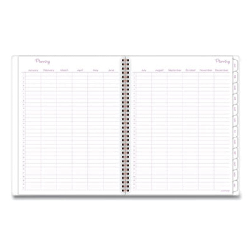 Mina Weekly/Monthly Planner, Floral Artwork, 11 x 8.5, White/Violet/Peach Cover, 12-Month (Jan to Dec): 2025