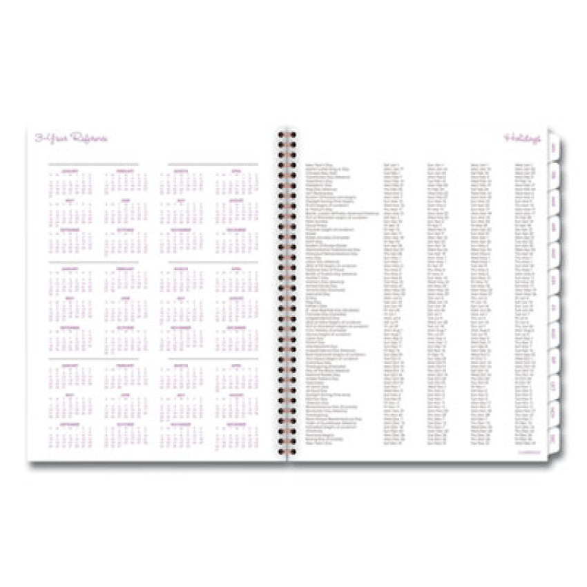 Mina Weekly/Monthly Planner, Floral Artwork, 11 x 8.5, White/Violet/Peach Cover, 12-Month (Jan to Dec): 2025