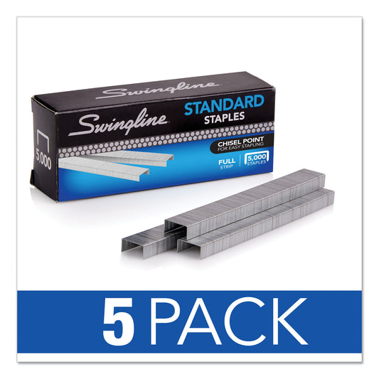 Swingline S.F. 1 Standard Staples, 0.25" Leg, 0.5" Crown, Steel, 5,000/Pack, 5 Packs/Box (S7035101S)