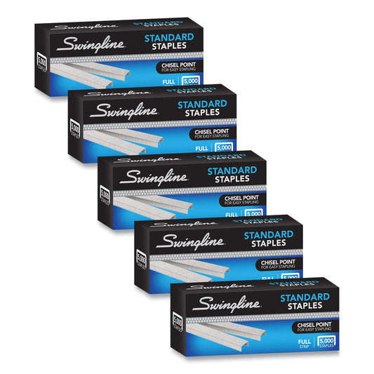 Swingline S.F. 1 Standard Staples, 0.25" Leg, 0.5" Crown, Steel, 5,000/Pack, 5 Packs/Box (S7035101S)