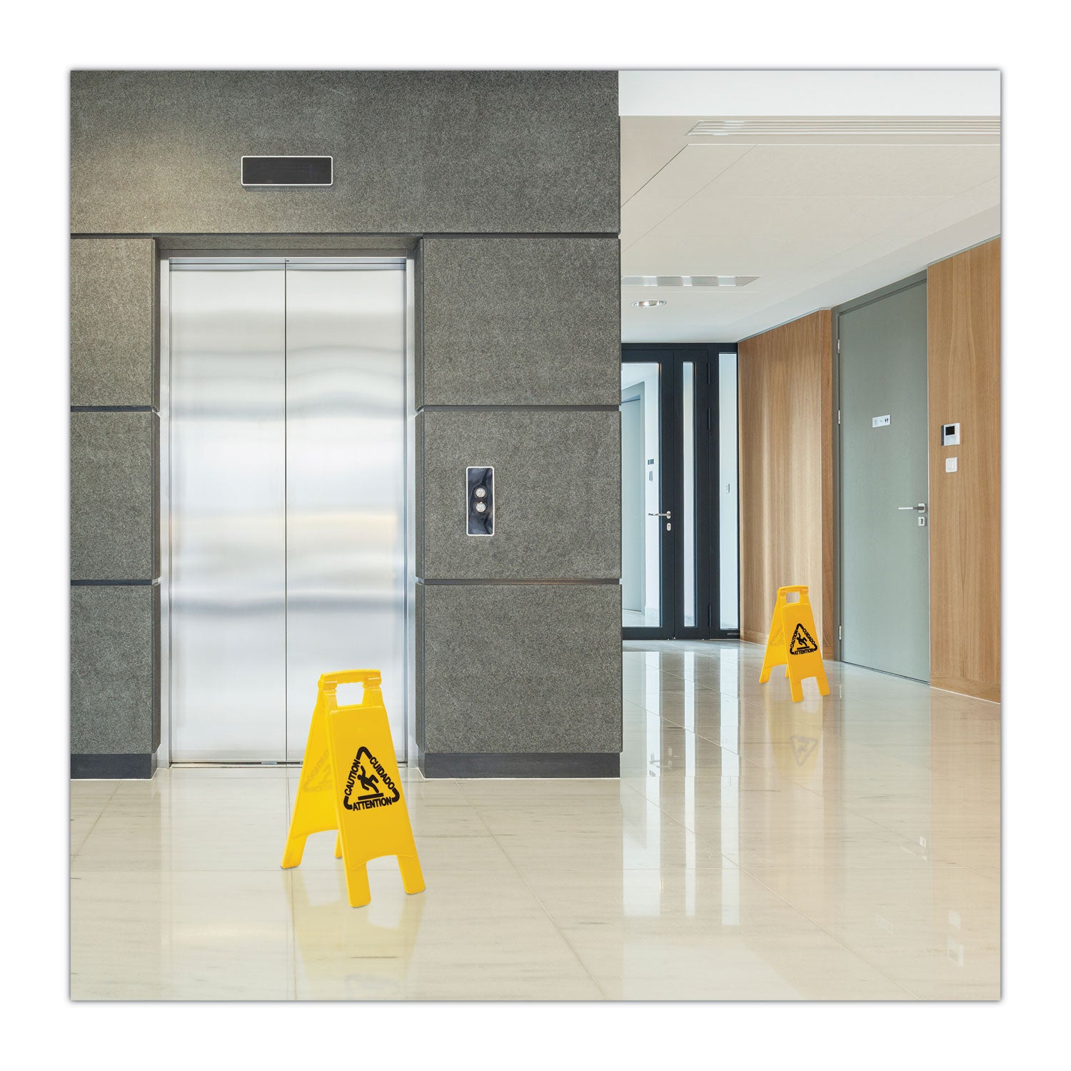 Boardwalk Site Safety Wet Floor Sign, 2-Sided, 10 x 2 x 26, Yellow (26FLOORSIGN)