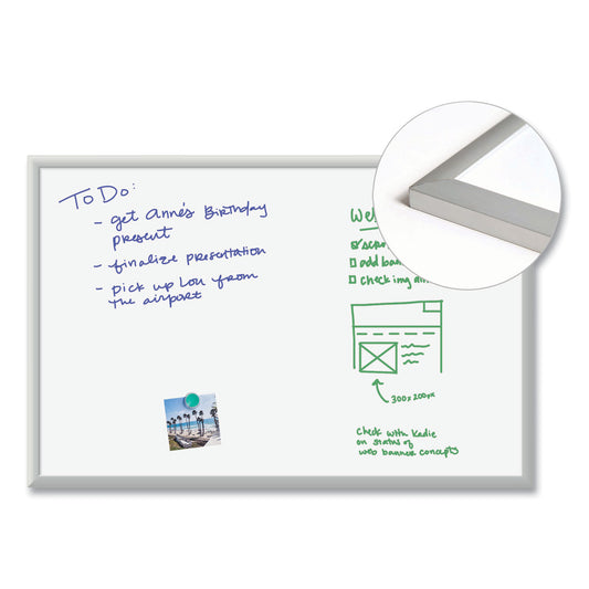 U Brands Magnetic Dry Erase Board with Aluminum Frame, 35 x 23, White Surface, Silver Frame (071U0001)