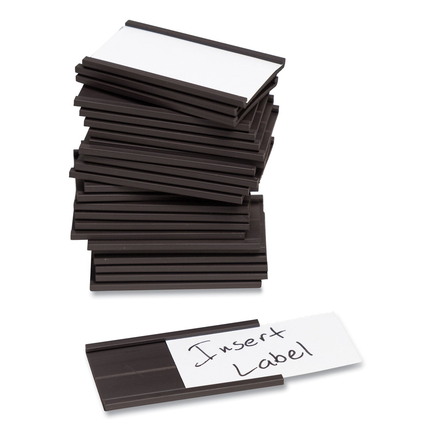 U Brands Magnetic Card Holders, 2 x 1, Black, 25/Pack (FM1310)