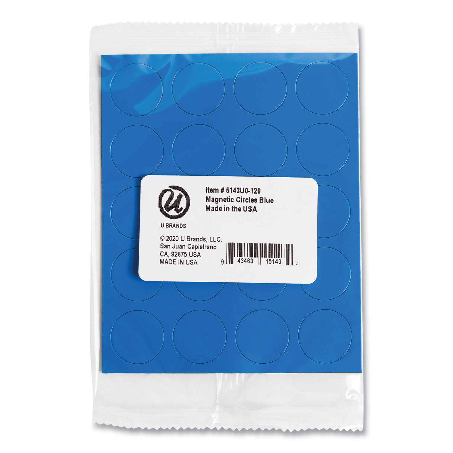 U Brands Heavy-Duty Board Magnets, Circles, 0.75" Diameter, Blue, 20/Pack (FM1601)