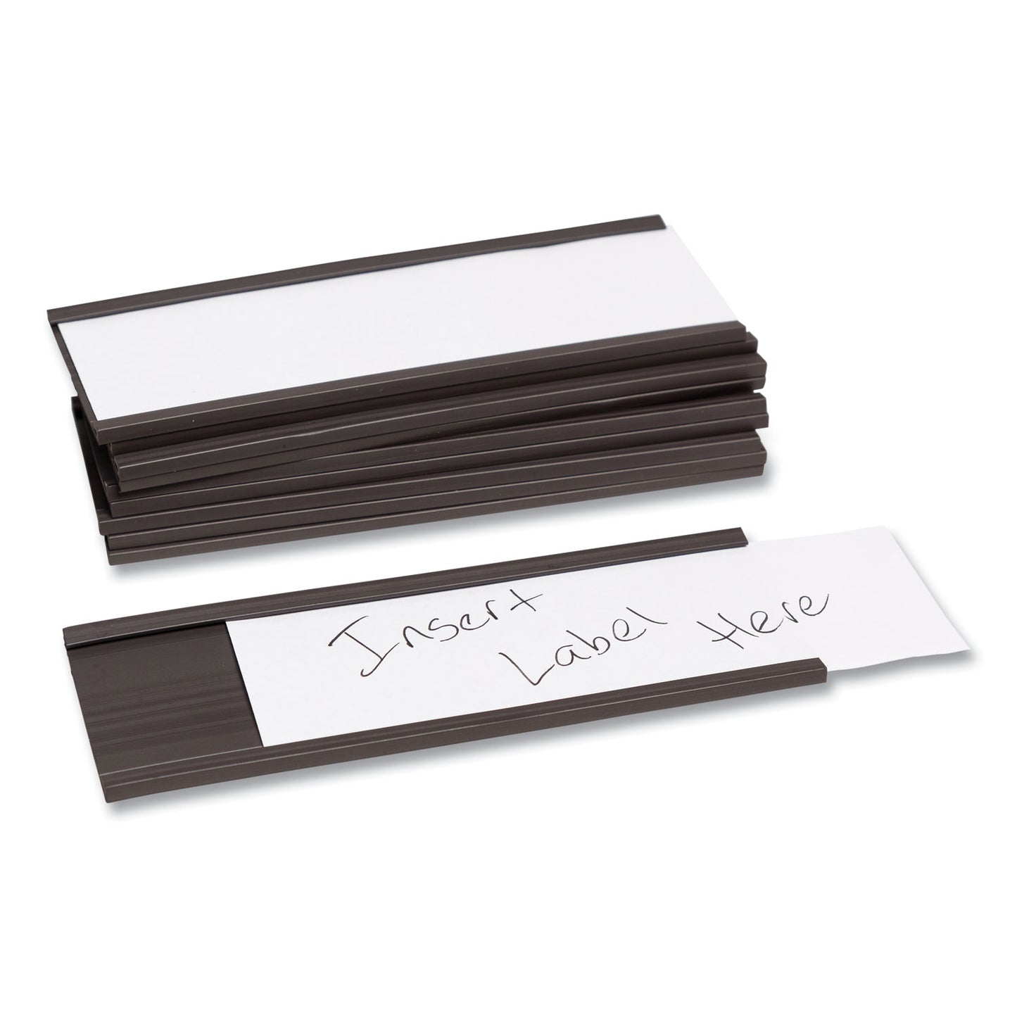 U Brands Magnetic Card Holders, 6 x 2, Black, 10/Pack (FM2633)