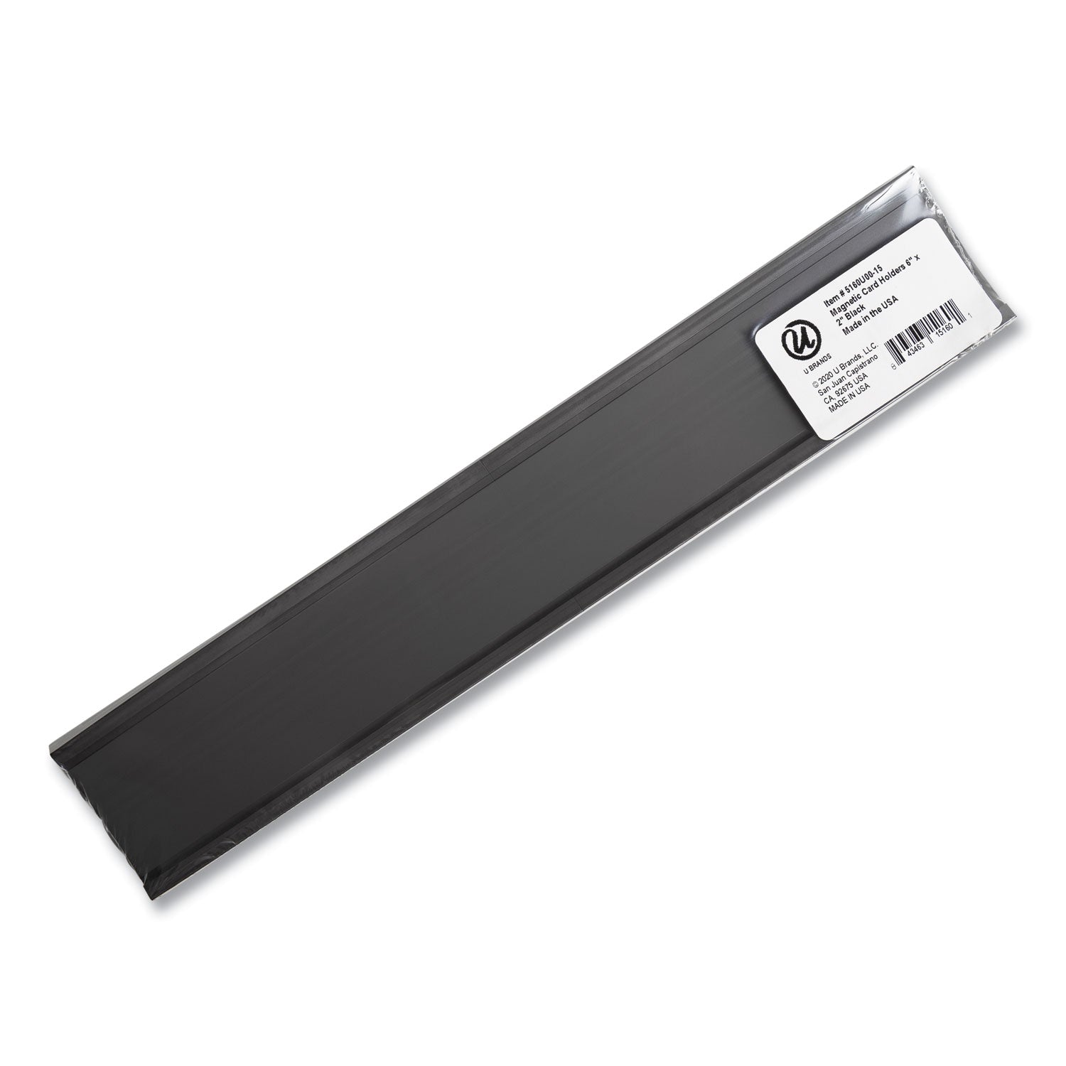 U Brands Magnetic Card Holders, 6 x 2, Black, 10/Pack (FM2633)