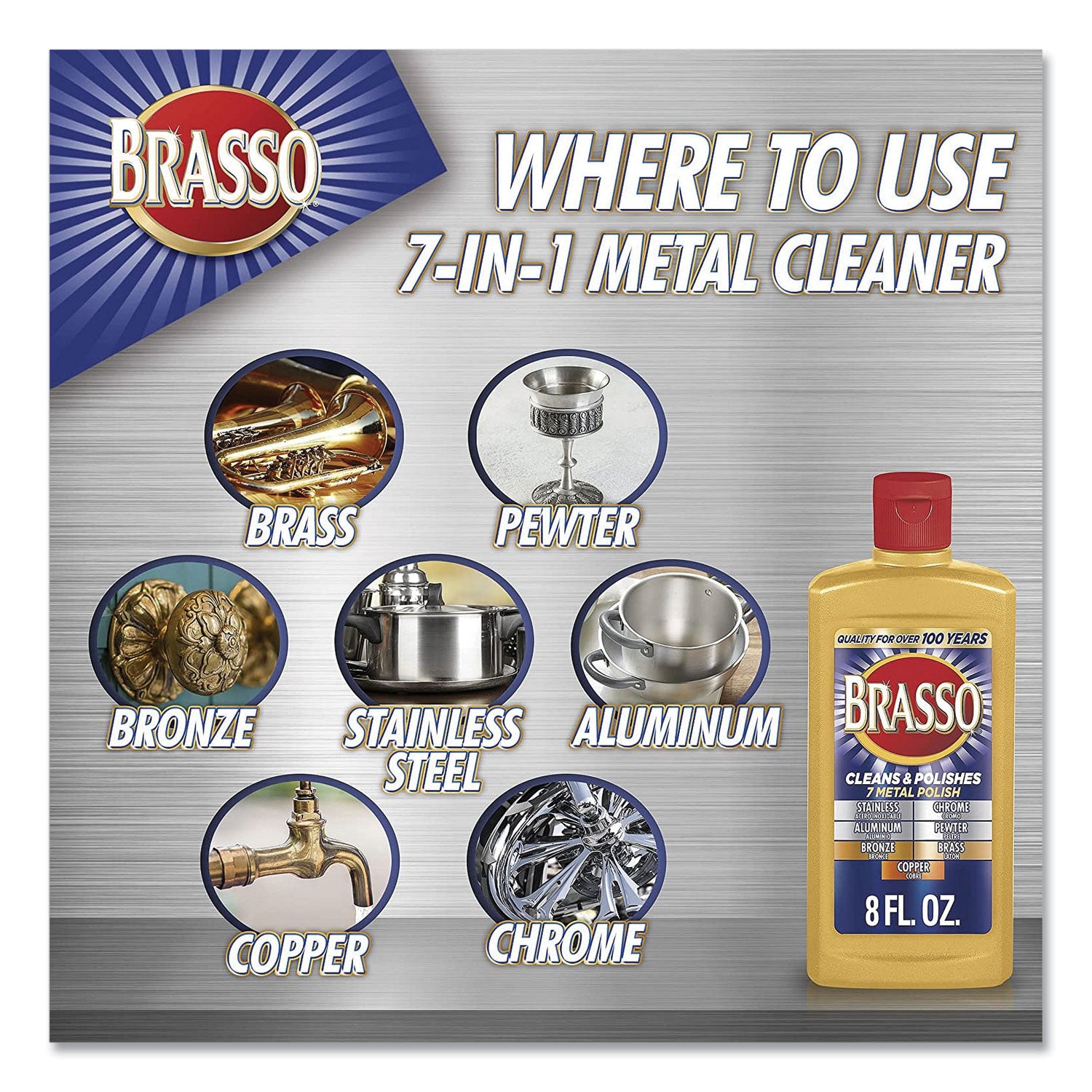 BRASSO Metal Surface Polish, 8 oz Bottle (89334)