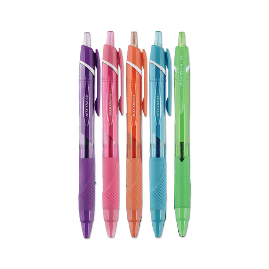 uni-ball Jetstream Elements Hybrid Gel Pen, Retractable, Medium 1 mm, Assorted Ink and Barrel Colors, 5/Pack (70138)