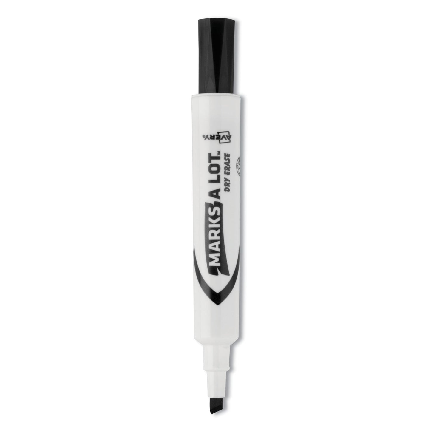 Avery MARKS A LOT Desk-Style Dry Erase Marker, Broad Chisel Tip, Black, Dozen (24408)