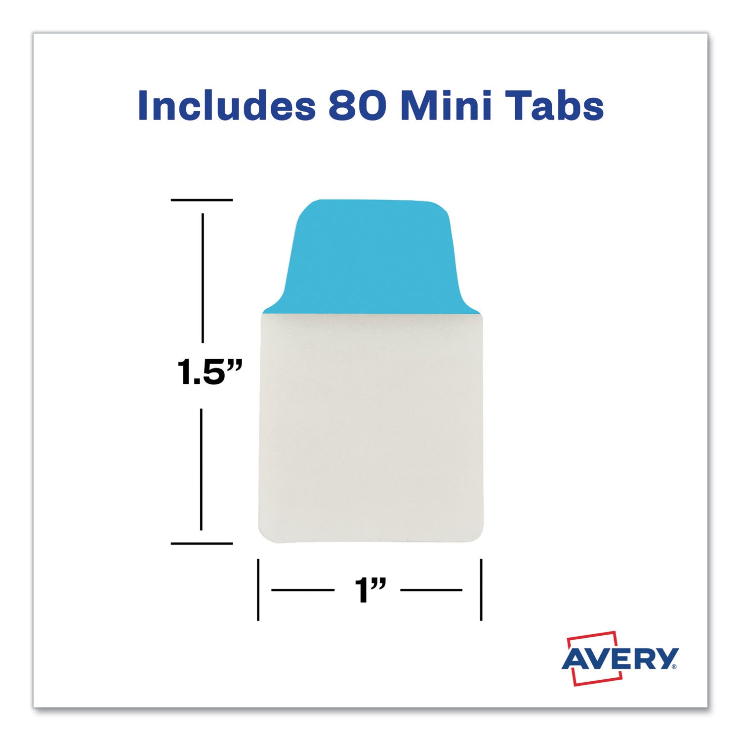 Avery Ultra Tabs Repositionable Tabs, Mini Tabs: 1" x 1.5", 1/5-Cut, Assorted Colors, 80/Pack (74763)