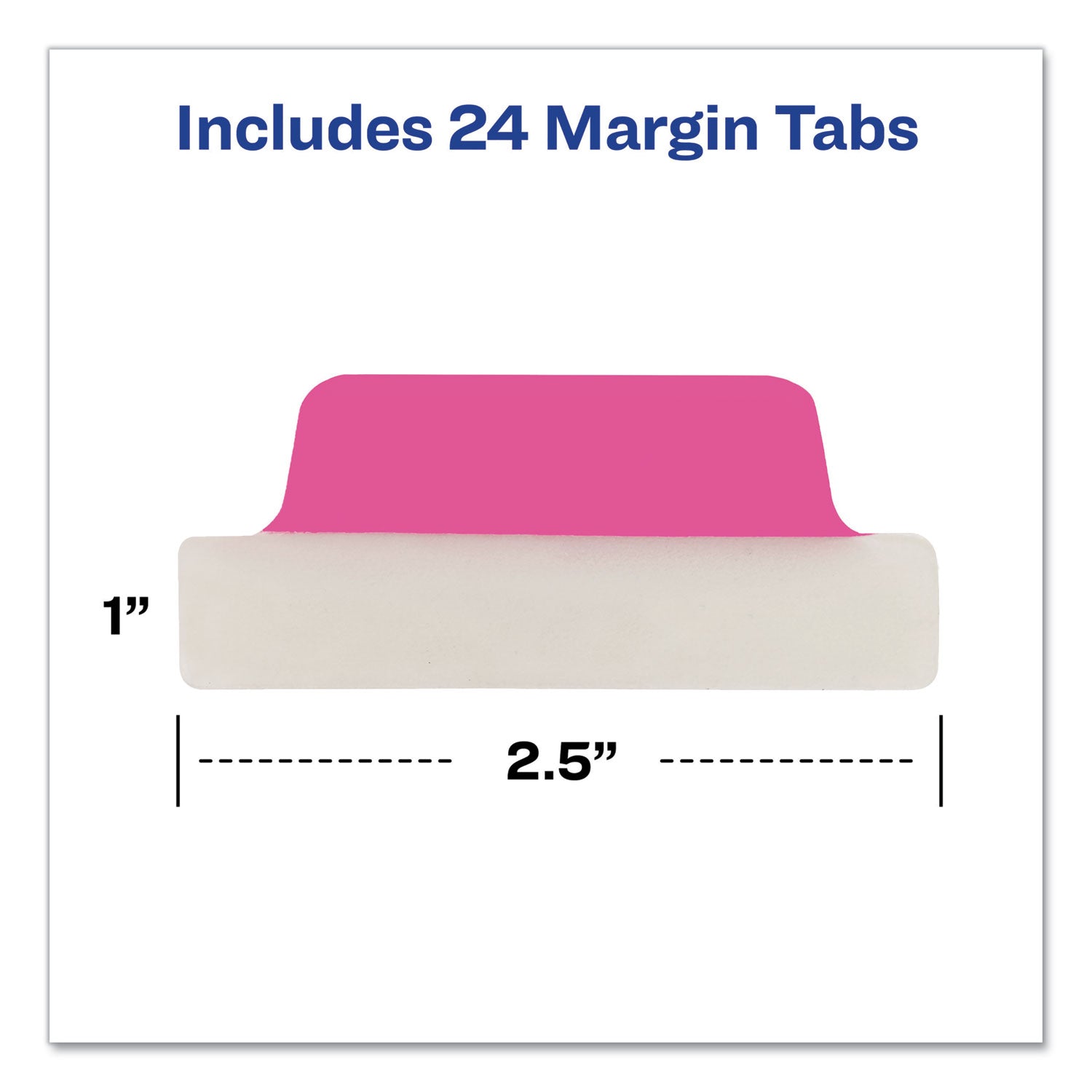 Avery Ultra Tabs Repositionable Tabs, Margin Tabs: 2.5" x 1", 1/5-Cut, Assorted Neon Colors, 24/Pack (74767)