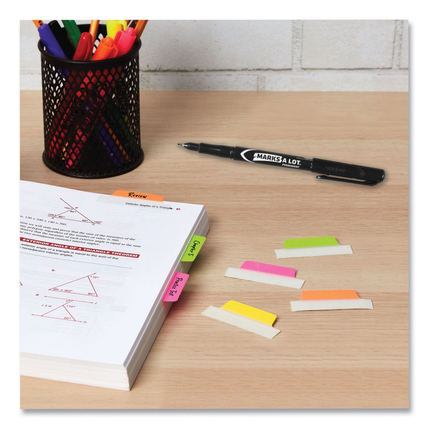 Avery Ultra Tabs Repositionable Tabs, Margin Tabs: 2.5" x 1", 1/5-Cut, Assorted Neon Colors, 24/Pack (74767)