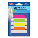 Avery Ultra Tabs Repositionable Tabs, Margin Tabs: 2.5" x 1", 1/5-Cut, Assorted Neon Colors, 24/Pack (74767)