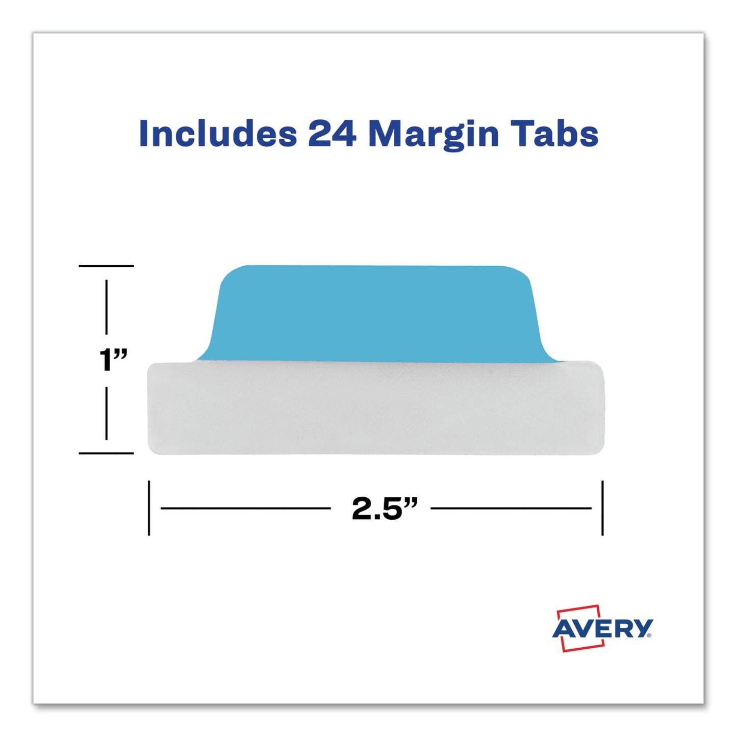 Avery Ultra Tabs Repositionable Tabs, Margin Tabs: 2.5" x 1", 1/5-Cut, Assorted Colors, 24/Pack (74768)