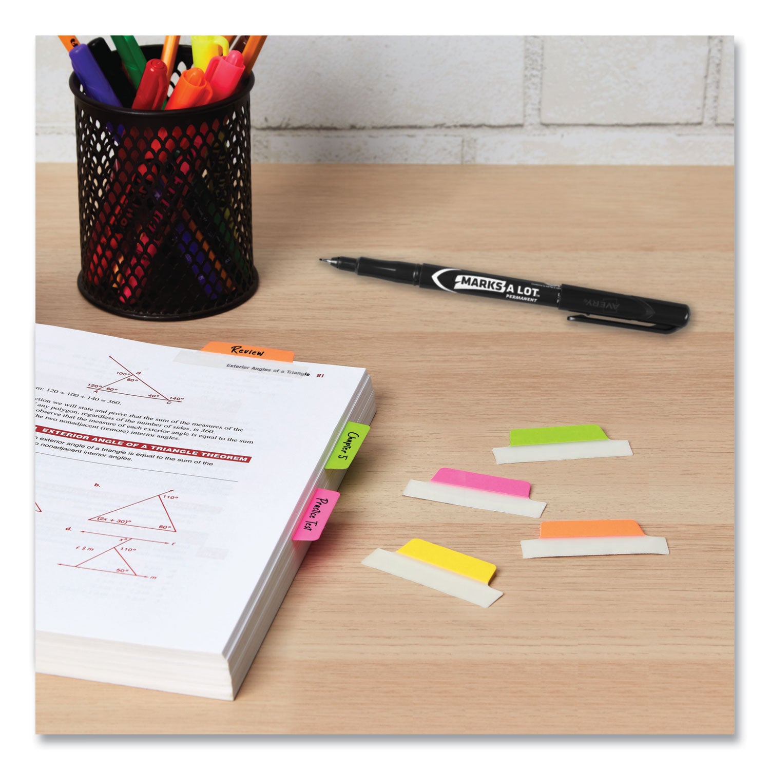 Avery Ultra Tabs Repositionable Tabs, Margin Tabs: 2.5" x 1", 1/5-Cut, Assorted Neon Colors, 48/Pack (74865)