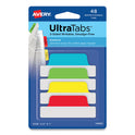 Avery Ultra Tabs Repositionable Tabs, Margin Tabs: 2.5" x 1", 1/5-Cut, Assorted Colors, 48/Pack (74866)