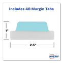 Avery Ultra Tabs Repositionable Tabs, Margin Tabs: 2.5" x 1", 1/5-Cut, Assorted Pastel Colors, 48/Pack (74867)