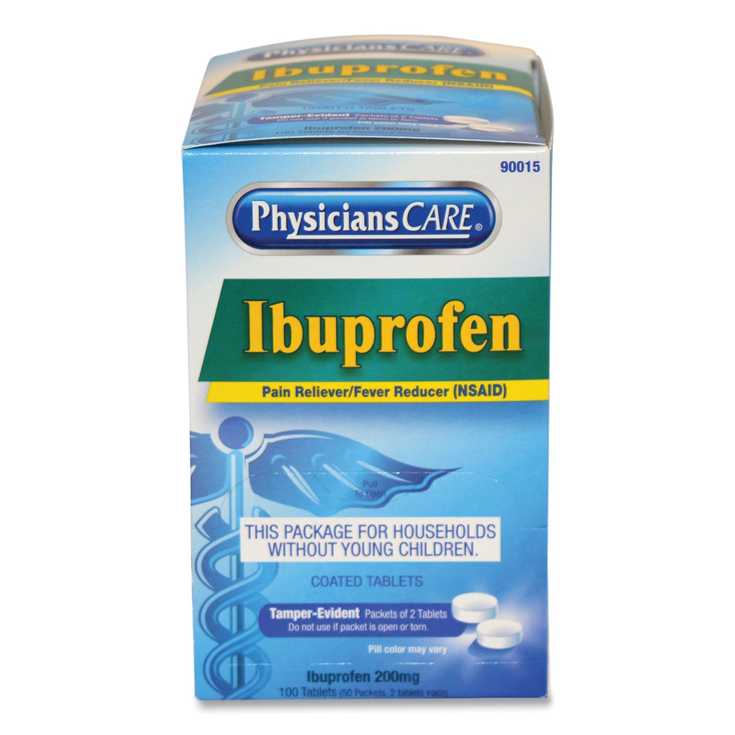 PhysiciansCare Ibuprofen Medication, Two-Pack, 50 Packs/Box (90015)