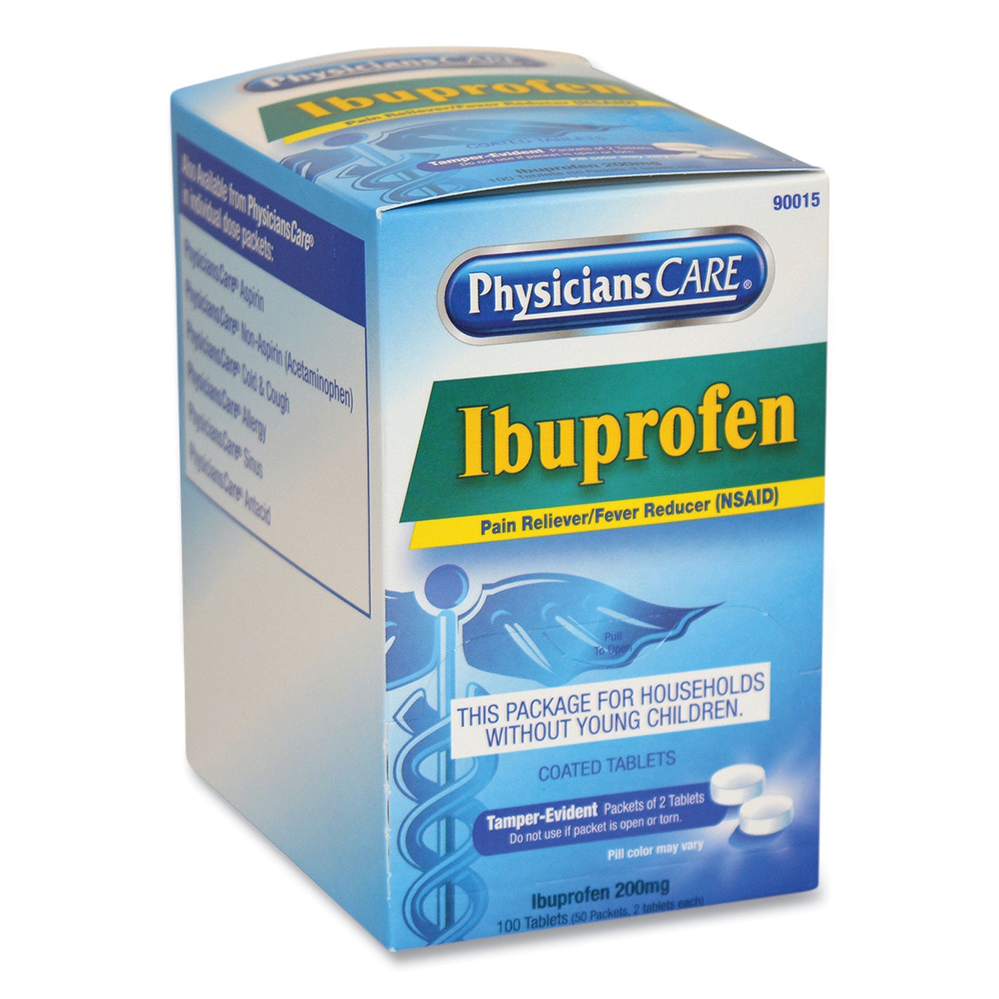 PhysiciansCare Ibuprofen Medication, Two-Pack, 50 Packs/Box (90015)