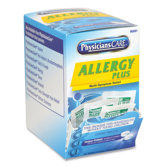 PhysiciansCare Allergy Antihistamine Medication, Two-Pack, 50 Packs/Box (90091)