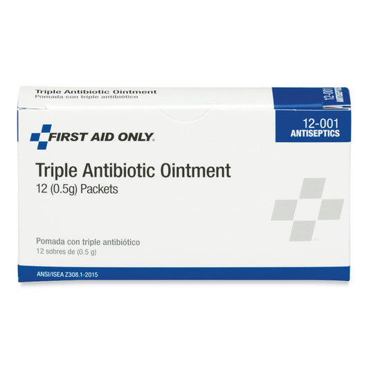 PhysiciansCare First Aid Kit Refill Triple Antibiotic Ointment, Packet, 12/Box (12001)