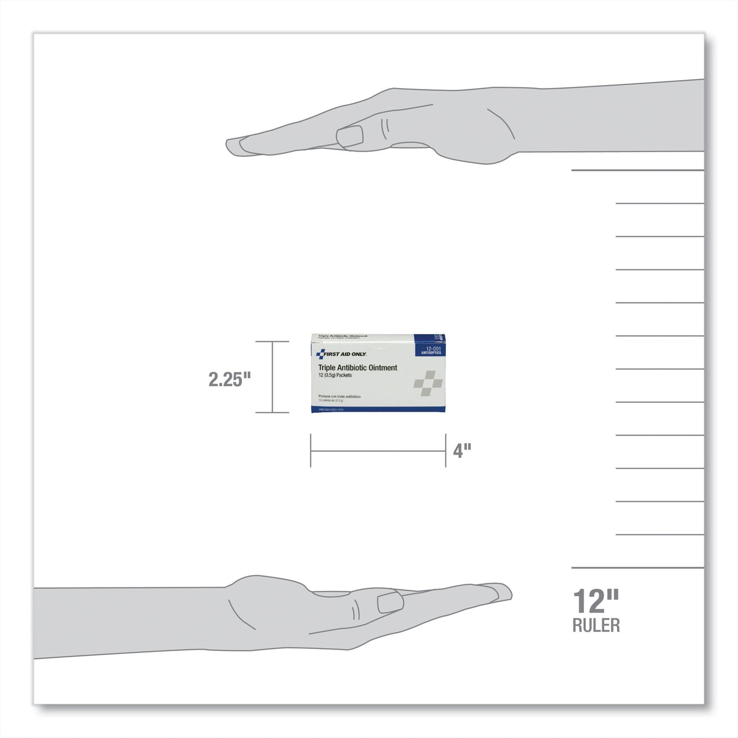 PhysiciansCare First Aid Kit Refill Triple Antibiotic Ointment, Packet, 12/Box (12001)