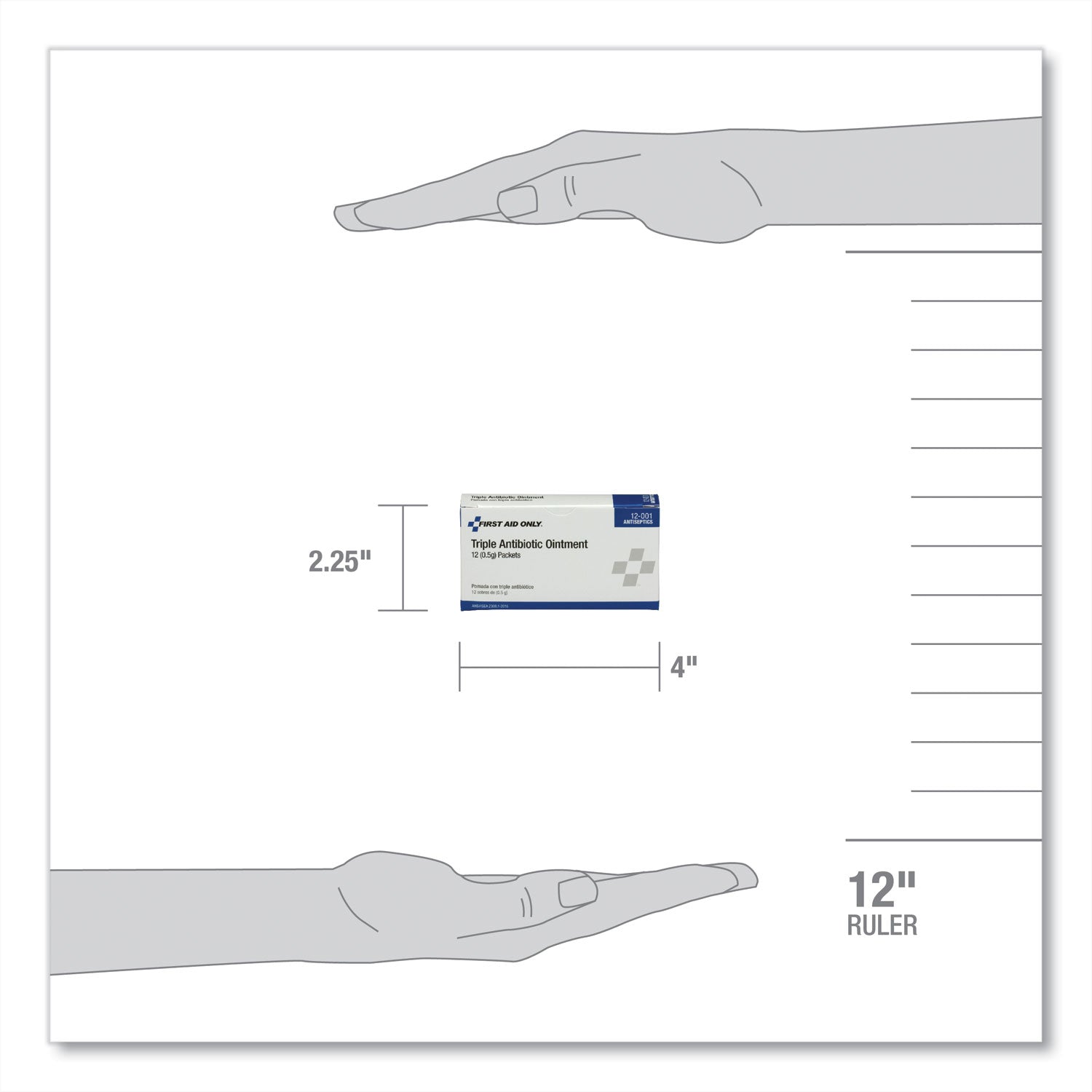 PhysiciansCare First Aid Kit Refill Triple Antibiotic Ointment, Packet, 12/Box (12001)
