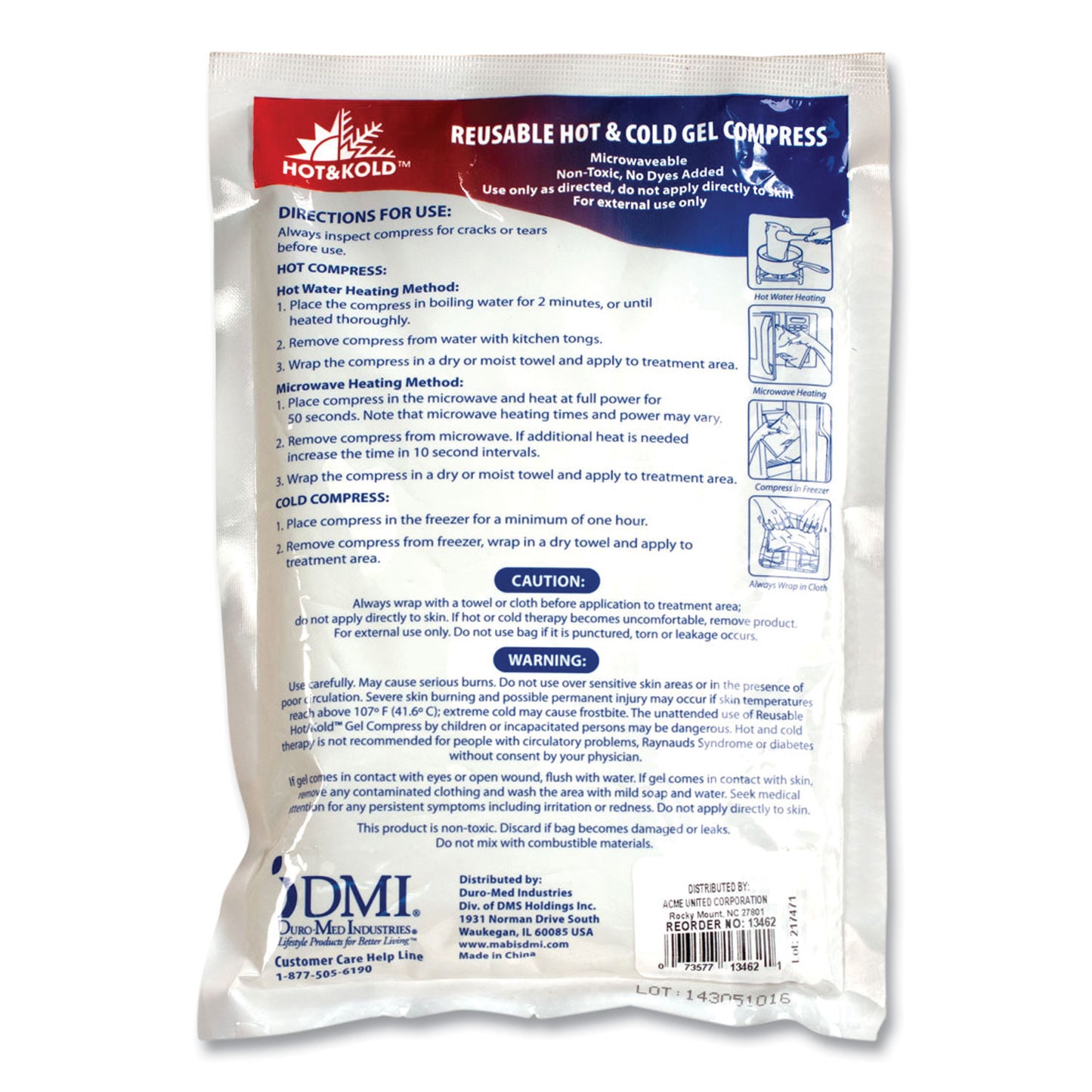 PhysiciansCare Reusable Hot/Cold Pack, 8.63 x 8.63, White (13462)