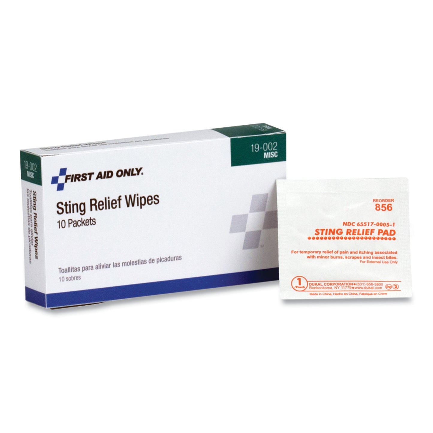 PhysiciansCare First Aid Sting Relief Pads, 10/Box (19002)