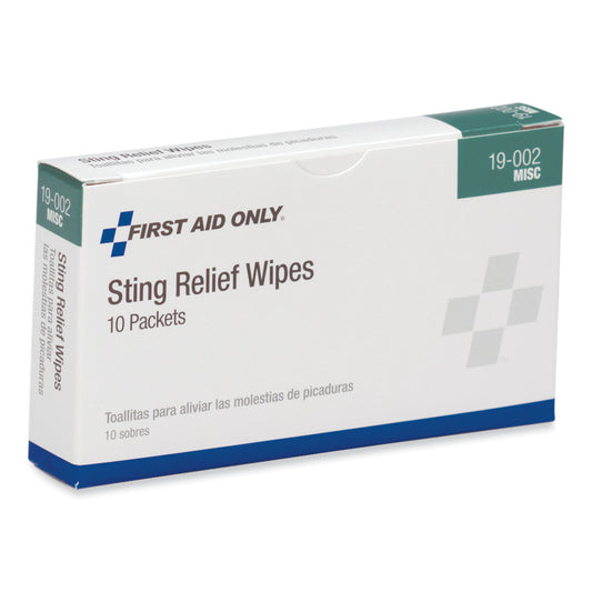 PhysiciansCare First Aid Sting Relief Pads, 10/Box (19002)