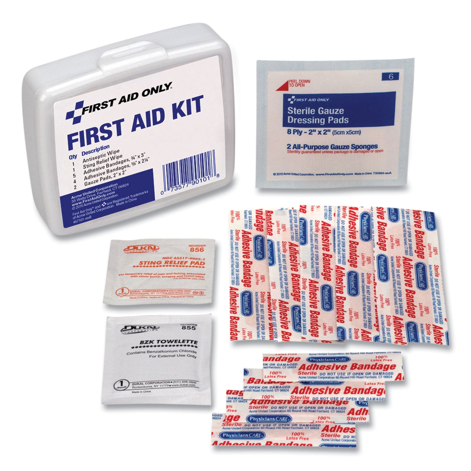 PhysiciansCare First Aid On the Go Kit, Mini, 13 Pieces, Plastic Case (90101)