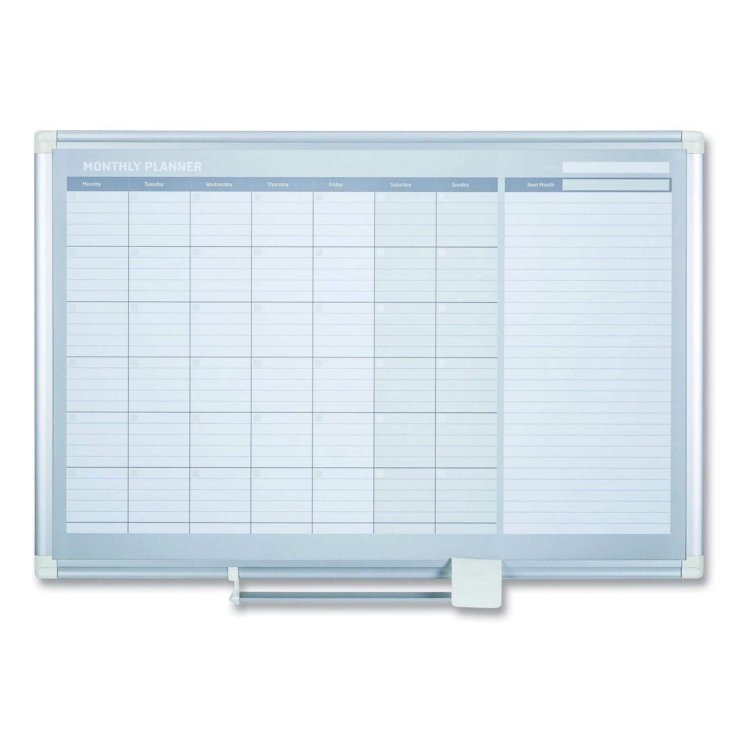 MasterVision Magnetic Dry Erase Calendar Board, One Month, 36 x 24, White Surface, Silver Aluminum Frame (GA0397830)